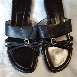 Basic editions black slip on sandals size 8